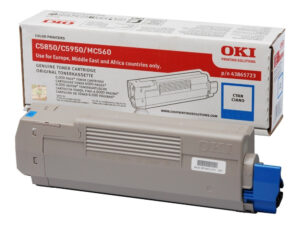Оригинальный лазерный тонер-картридж OKI 43865743/ 43865723 для Oki C5850/ 5950/ MC560, голубой, 6000 страниц