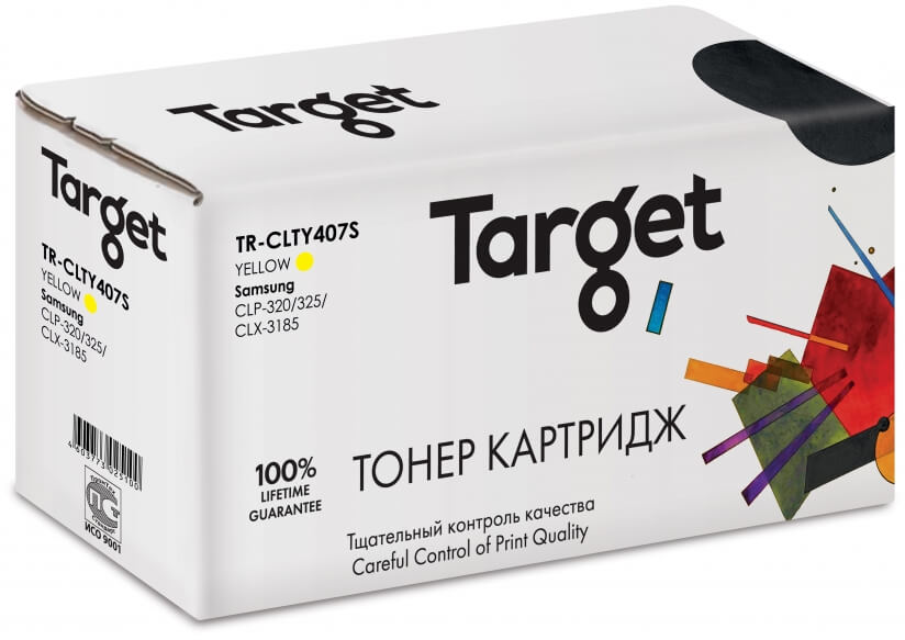 Тонер-картридж TARGET совместимый Samsung CLT-Y407S Yellow для CLP-320/325/CLX-3185, 1k Тонер-картридж TARGET совместимый Samsung CLT-Y407S Yellow для CLP-320/325/CLX-3185, 1k