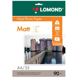 0102029 Фотобумага LOMOND Односторонняя Матовая, 90г/м2, A4 (21X29,7см)/25л. для струйной печати 0102029 Фотобумага LOMOND Односторонняя Матовая, 90г/м2, A4 (21X29,7см)/25л. для струйной печати