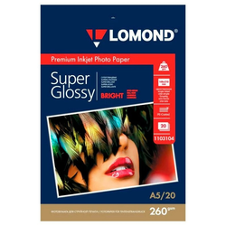 1103104 Фотобумага LOMOND Одностороняя Супер Глянцевая, 260г/м2, A5(21x15см) 20л. 1103104 Фотобумага LOMOND Одностороняя Супер Глянцевая, 260г/м2, A5(21x15см) 20л.